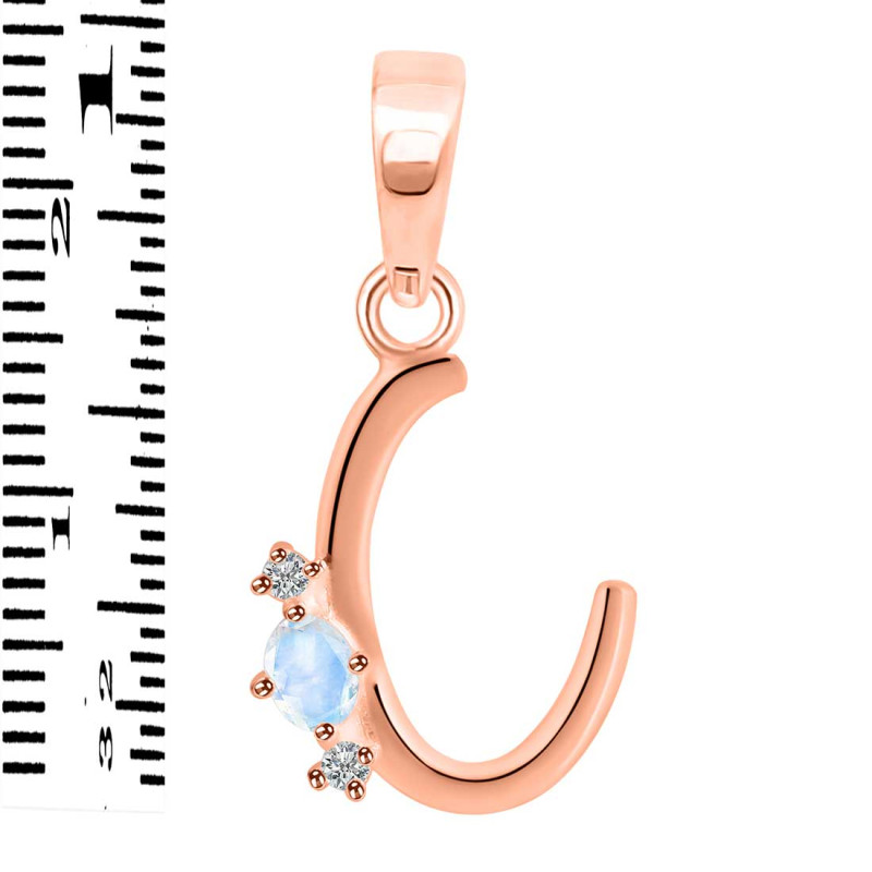 Moonstone & White Topaz Alphabet C Pendant RBM-RDA-3.