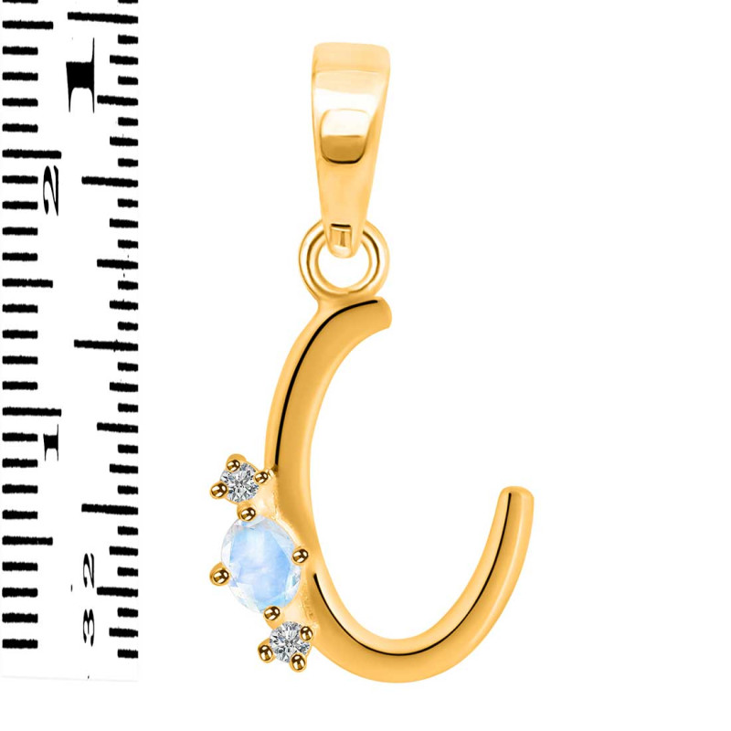 Moonstone & White Topaz Alphabet C Pendant RBM-RDA-3.