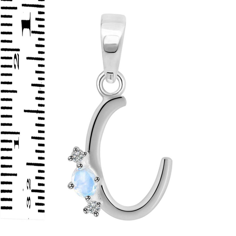 Moonstone & White Topaz Alphabet C Pendant RBM-RDA-3.