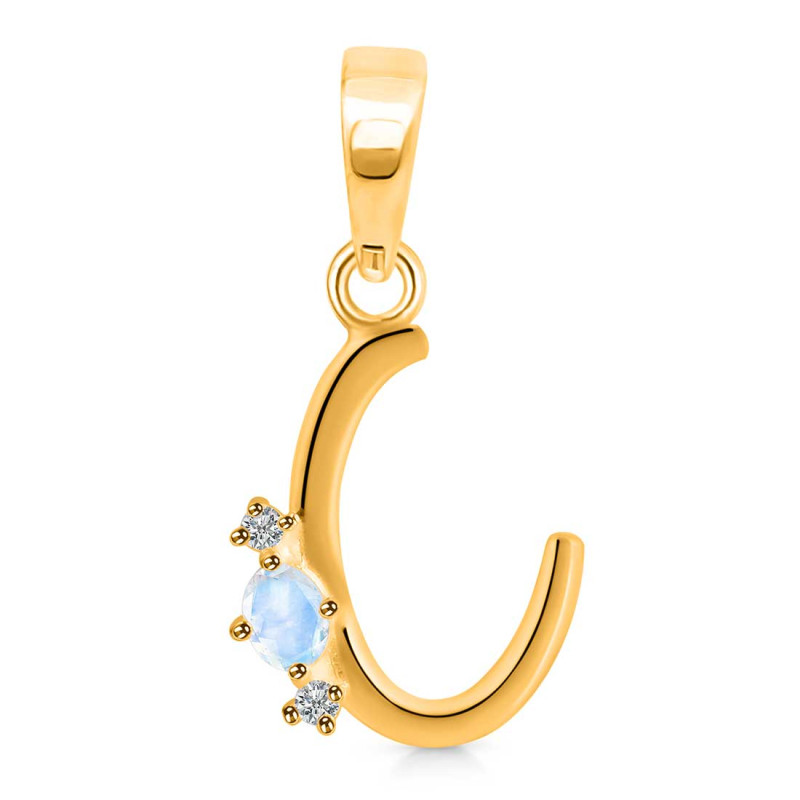 Moonstone & White Topaz Alphabet C Pendant RBM-RDA-3.