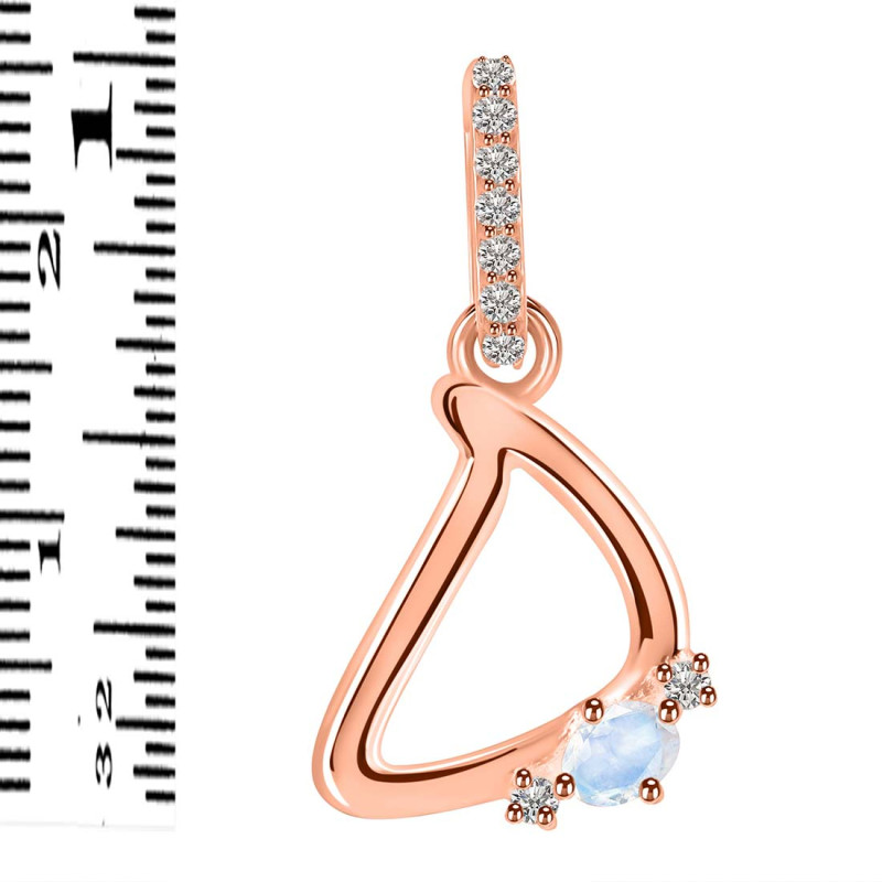Moonstone & White Topaz Alphabet D Pendant RBM-RDA-30.