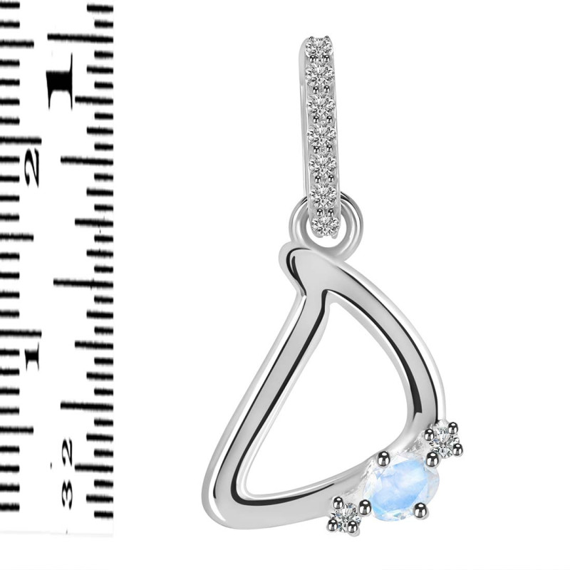 Moonstone & White Topaz Alphabet D Pendant RBM-RDA-30.