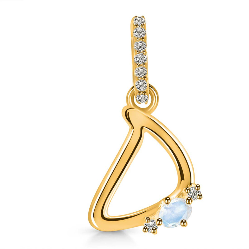 Moonstone & White Topaz Alphabet D Pendant RBM-RDA-30.
