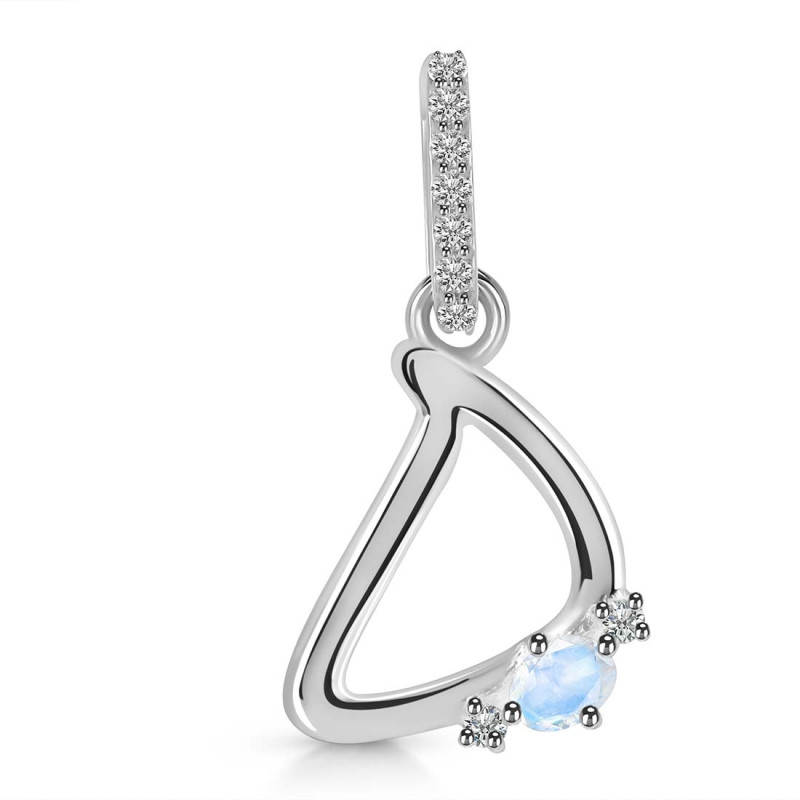 Moonstone & White Topaz Alphabet D Pendant RBM-RDA-30.