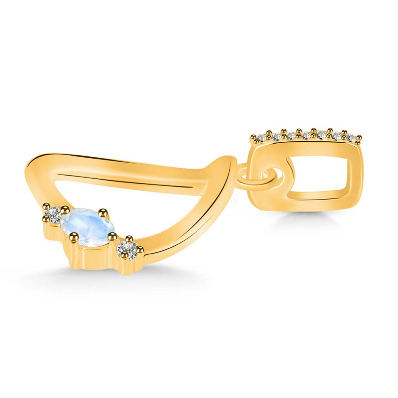 Moonstone & White Topaz Alphabet D Pendant RBM-RDA-30.