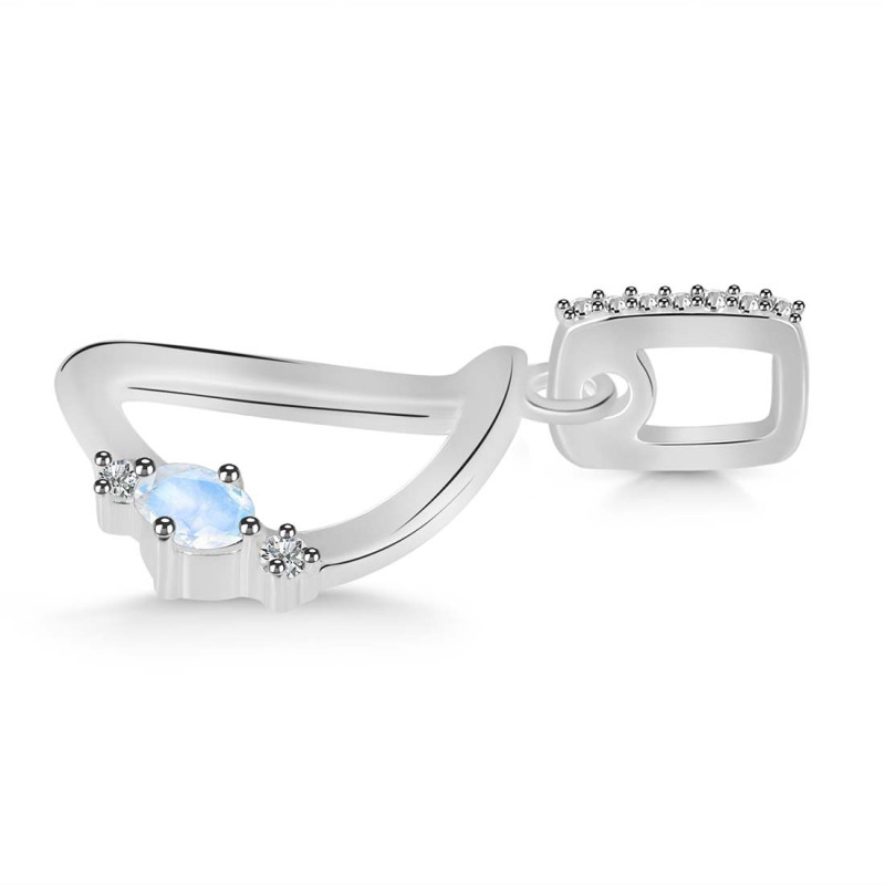Moonstone & White Topaz Alphabet D Pendant