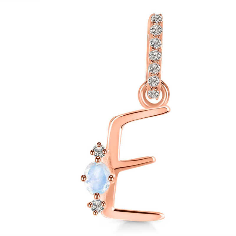 Moonstone & White Topaz Alphabet E Pendant RBM-RDA-31.