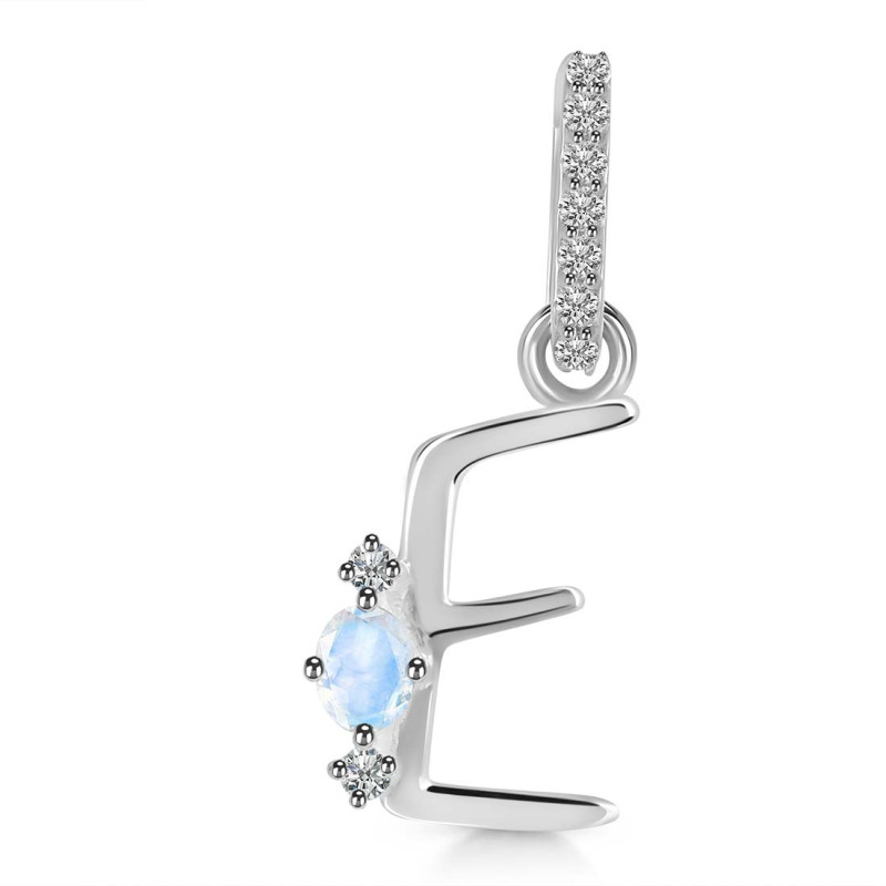 Moonstone & White Topaz Alphabet E Pendant RBM-RDA-31.