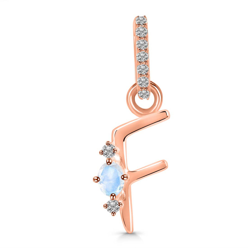 Moonstone & White Topaz Alphabet F Pendant RBM-RDA-32.