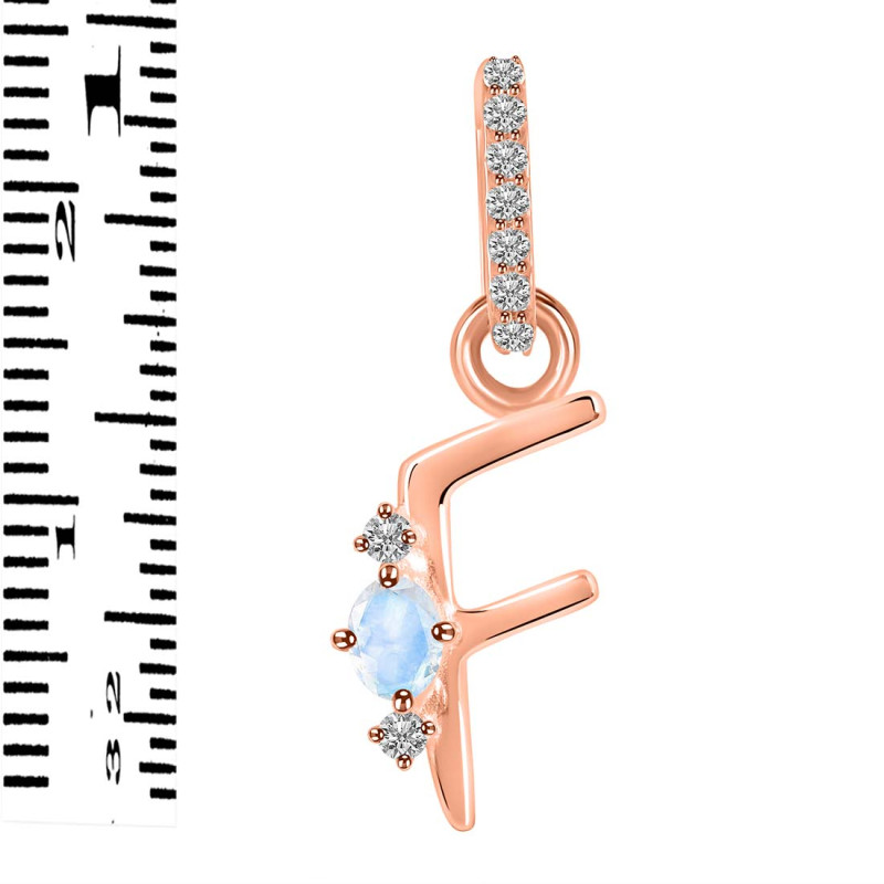 Moonstone & White Topaz Alphabet F Pendant RBM-RDA-32.