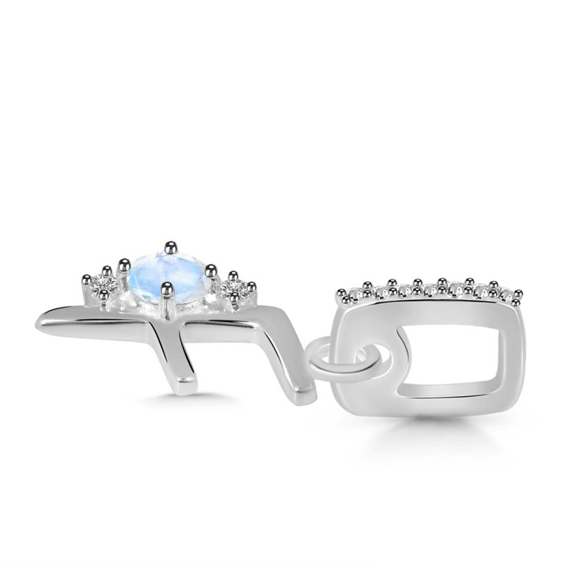 Moonstone & White Topaz Alphabet F Pendant