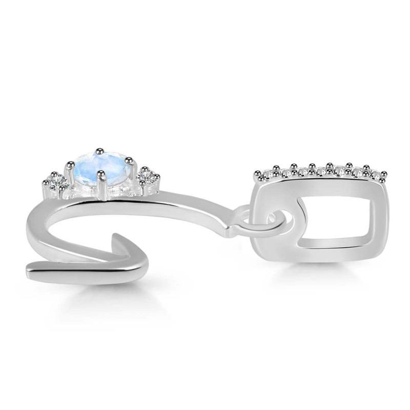 Moonstone & White Topaz Alphabet G Pendant