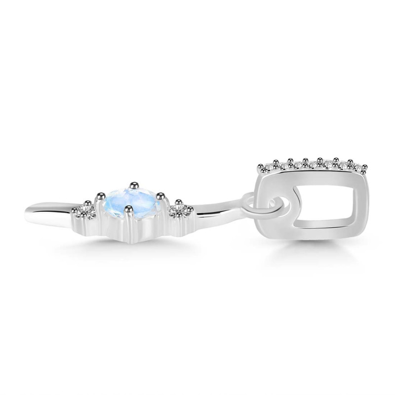 Moonstone & White Topaz Alphabet I Pendant