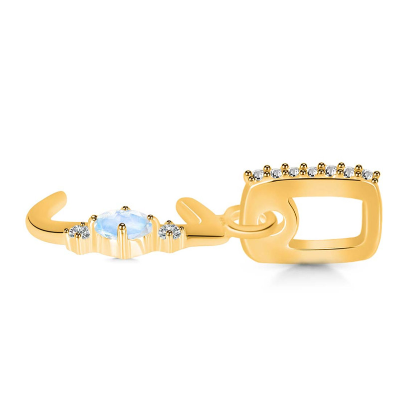 Moonstone & White Topaz Alphabet J Pendant RBM-RDA-36.