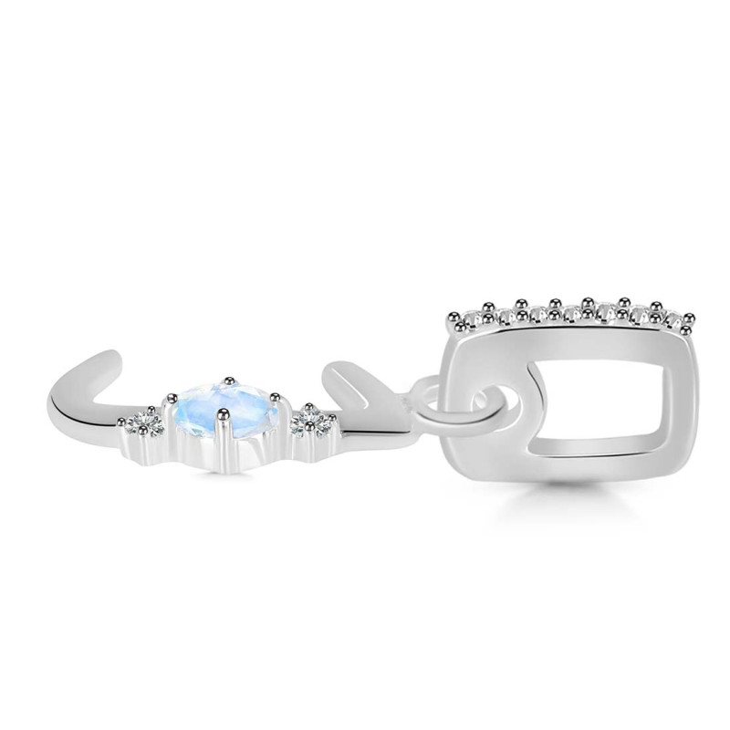 Moonstone & White Topaz Alphabet J Pendant