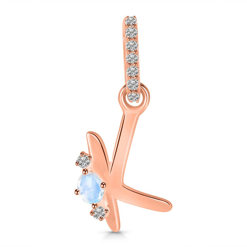 Moonstone & White Topaz Alphabet K Pendant RBM-RDA-37.