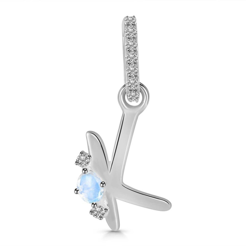 Moonstone & White Topaz Alphabet K Pendant RBM-RDA-37.
