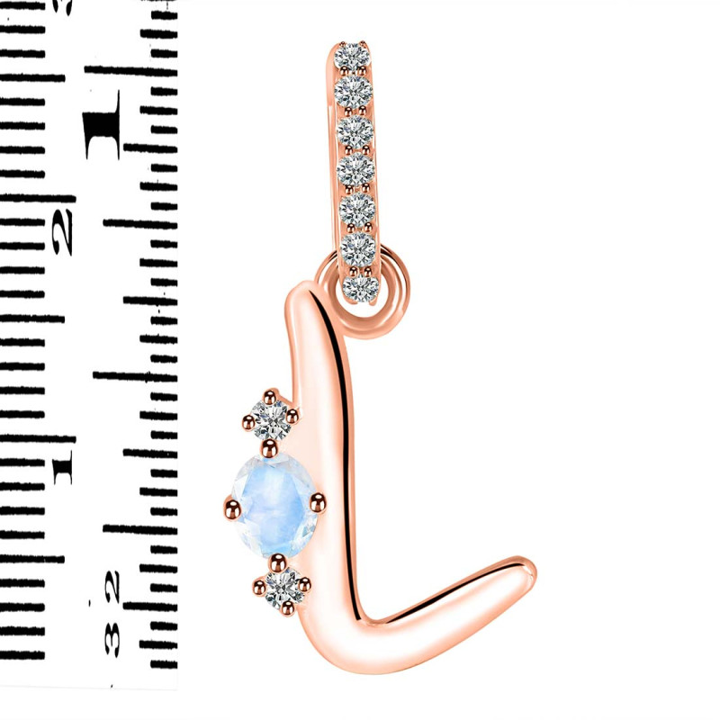 Moonstone & White Topaz Alphabet L Pendant RBM-RDA-38.