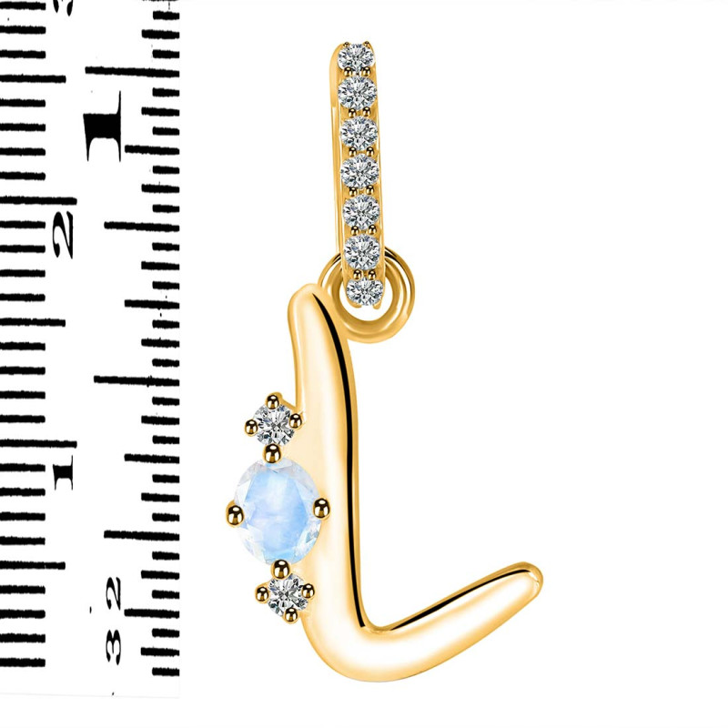 Moonstone & White Topaz Alphabet L Pendant RBM-RDA-38.