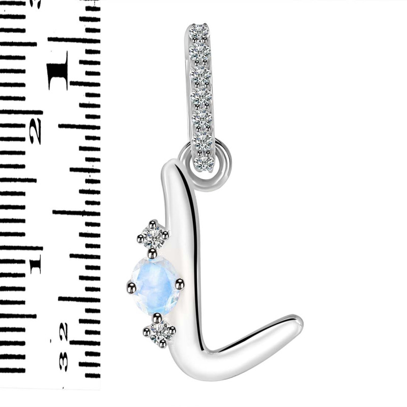 Moonstone & White Topaz Alphabet L Pendant RBM-RDA-38.