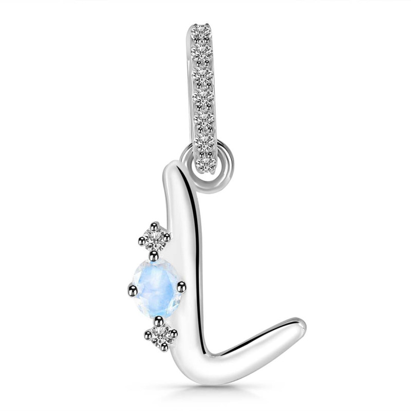 Moonstone & White Topaz Alphabet L Pendant RBM-RDA-38.