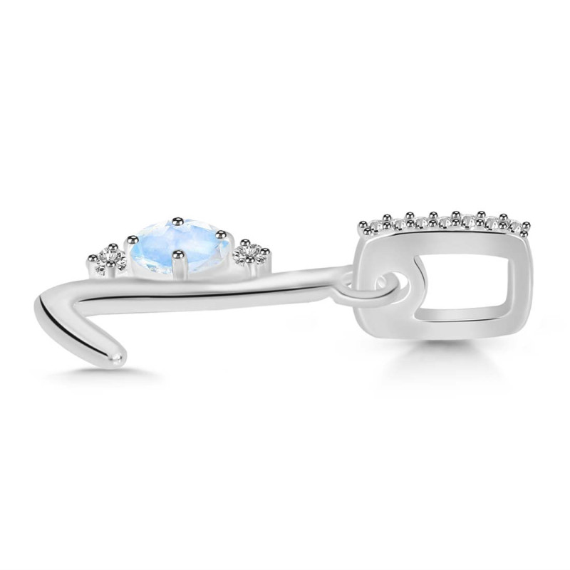 Moonstone & White Topaz Alphabet L Pendant