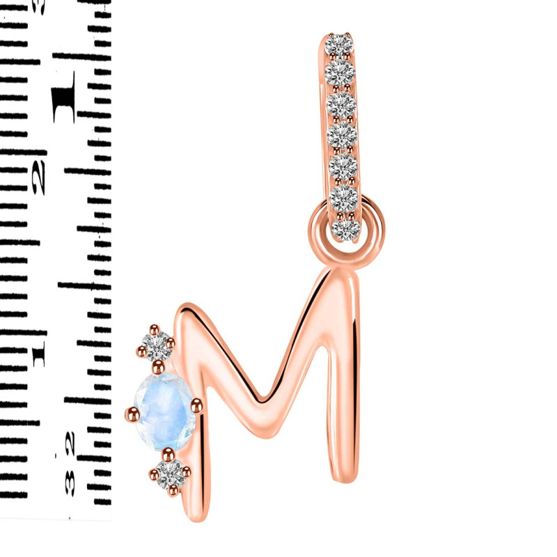 Moonstone & White Topaz Alphabet M Pendant RBM-RDA-39.