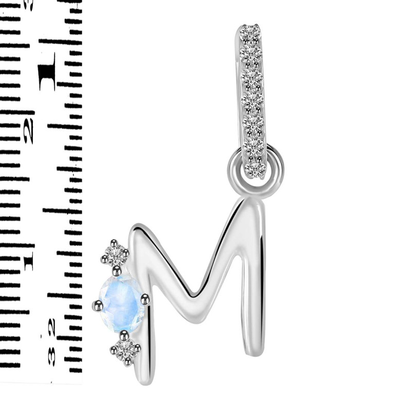 Moonstone & White Topaz Alphabet M Pendant RBM-RDA-39.