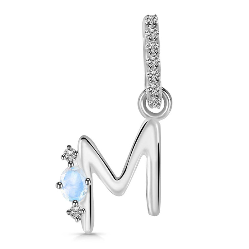 Moonstone & White Topaz Alphabet M Pendant RBM-RDA-39.