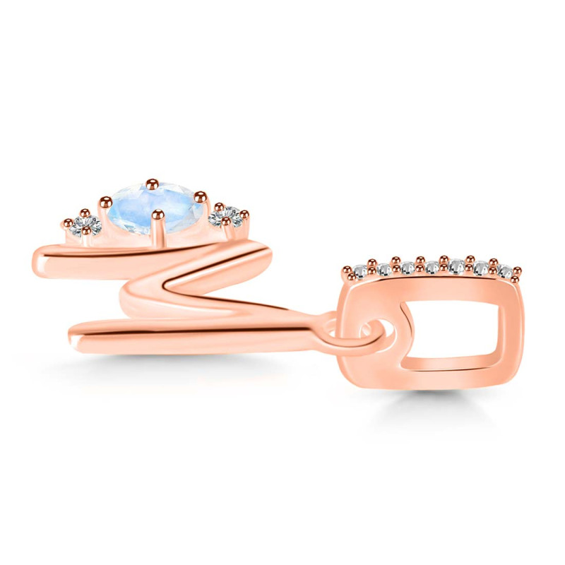 Moonstone & White Topaz Alphabet M Pendant RBM-RDA-39.
