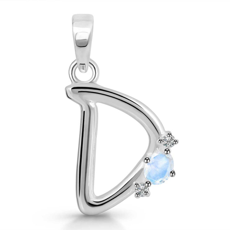 Moonstone & White Topaz Alphabet D Pendant RBM-RDA-4.