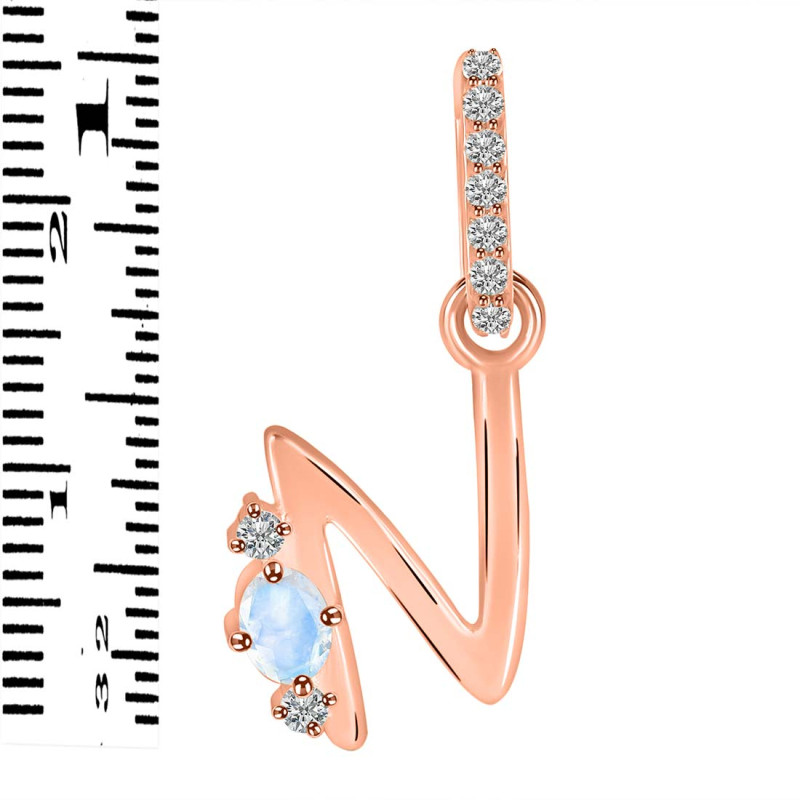 Moonstone & White Topaz Alphabet N Pendant RBM-RDA-40.