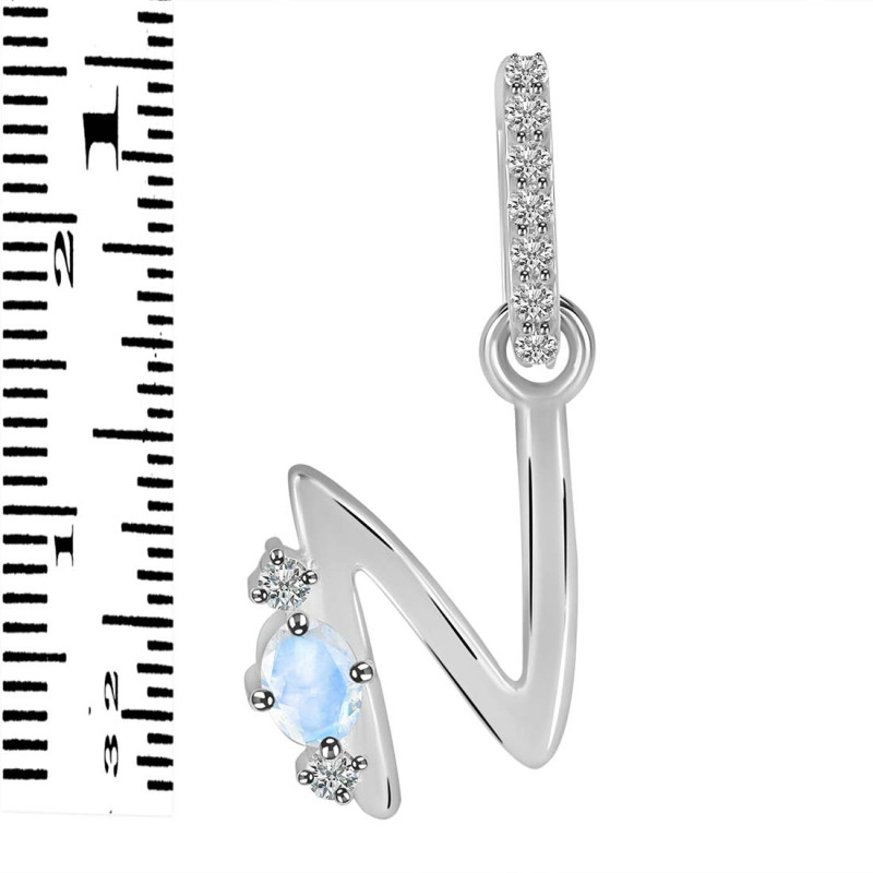 Moonstone & White Topaz Alphabet N Pendant RBM-RDA-40.