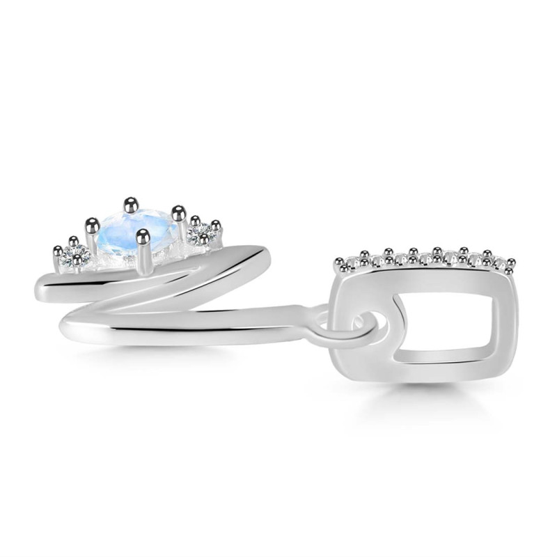 Moonstone & White Topaz Alphabet N Pendant