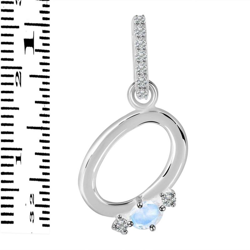 Moonstone & White Topaz Alphabet O Pendant RBM-RDA-41.