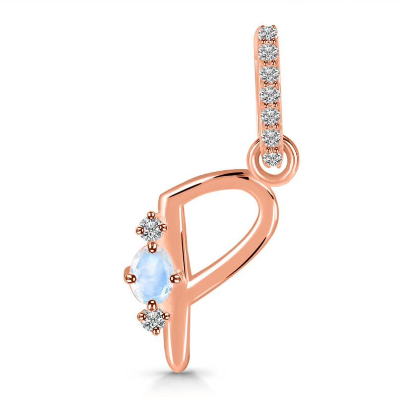 Moonstone & White Topaz Alphabet P Pendant RBM-RDA-42.