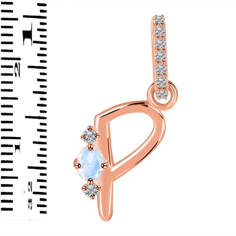 Moonstone & White Topaz Alphabet P Pendant RBM-RDA-42.