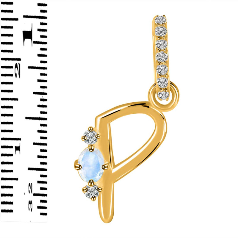Moonstone & White Topaz Alphabet P Pendant RBM-RDA-42.