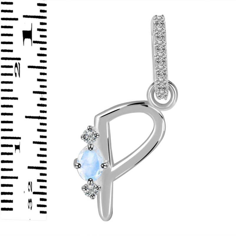 Moonstone & White Topaz Alphabet P Pendant RBM-RDA-42.