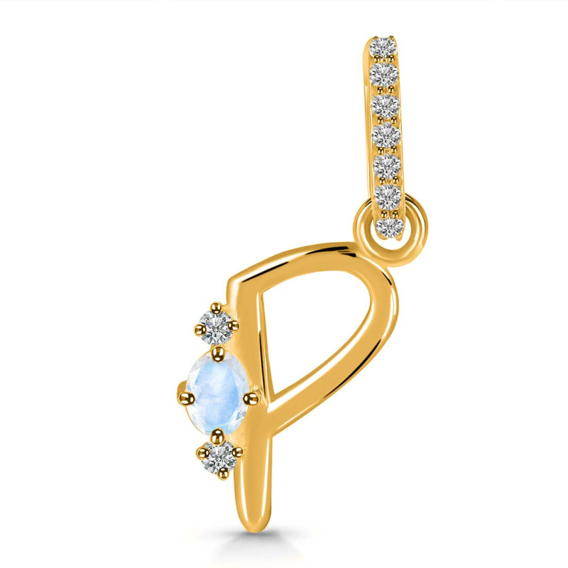 Moonstone & White Topaz Alphabet P Pendant RBM-RDA-42.
