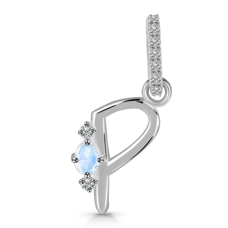 Moonstone & White Topaz Alphabet P Pendant RBM-RDA-42.