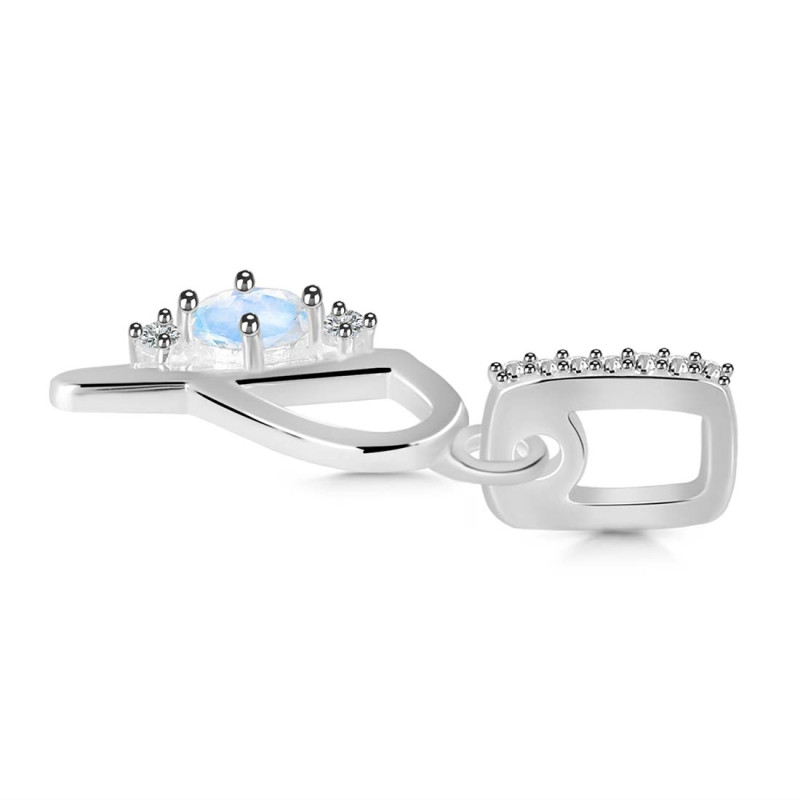 Moonstone & White Topaz Alphabet P Pendant