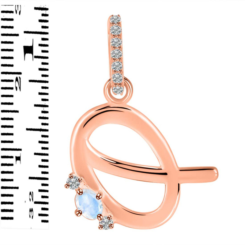 Moonstone & White Topaz Alphabet Q Pendant RBM-RDA-43.