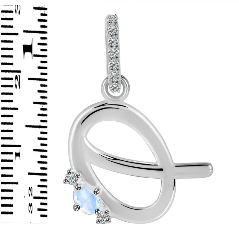 Moonstone & White Topaz Alphabet Q Pendant RBM-RDA-43.
