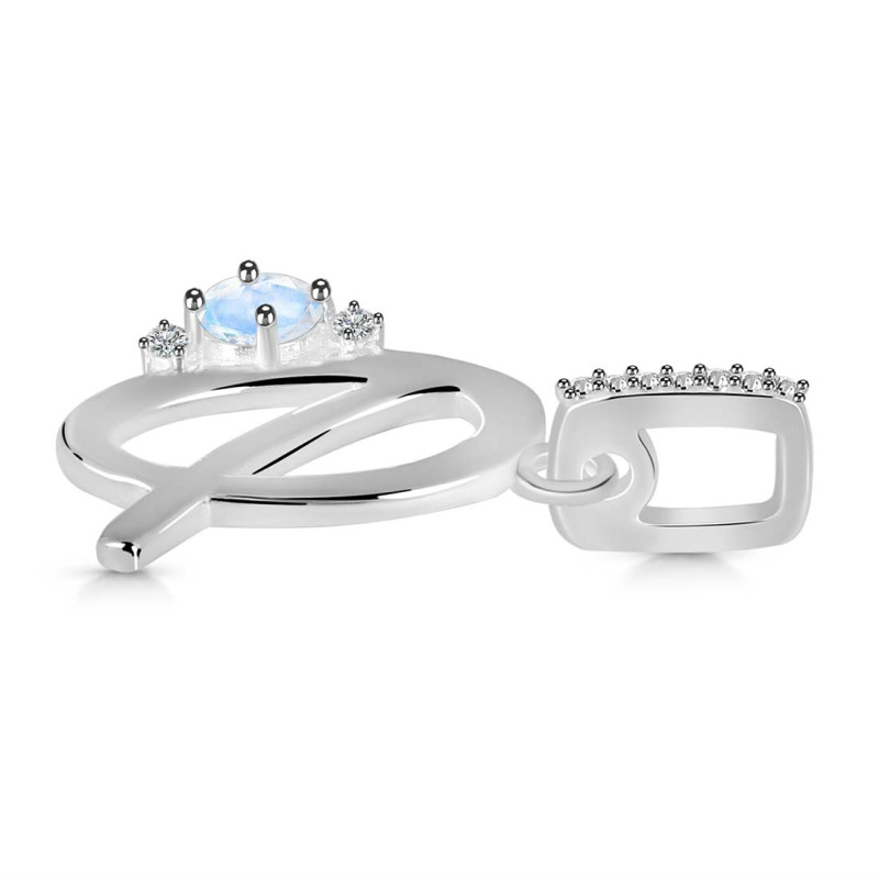 Moonstone & White Topaz Alphabet Q Pendant
