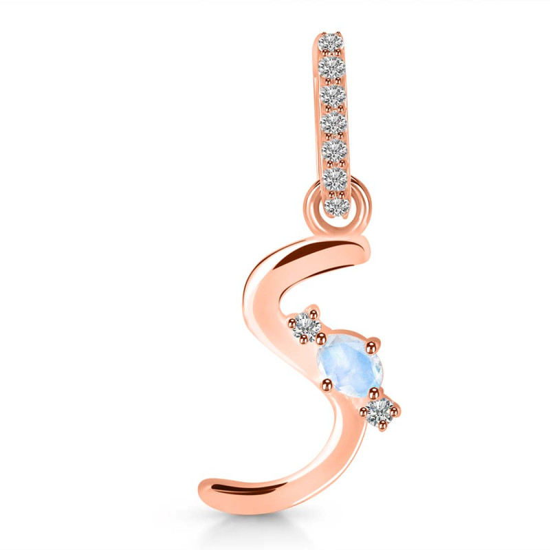 Moonstone & White Topaz Alphabet S Pendant RBM-RDA-45.