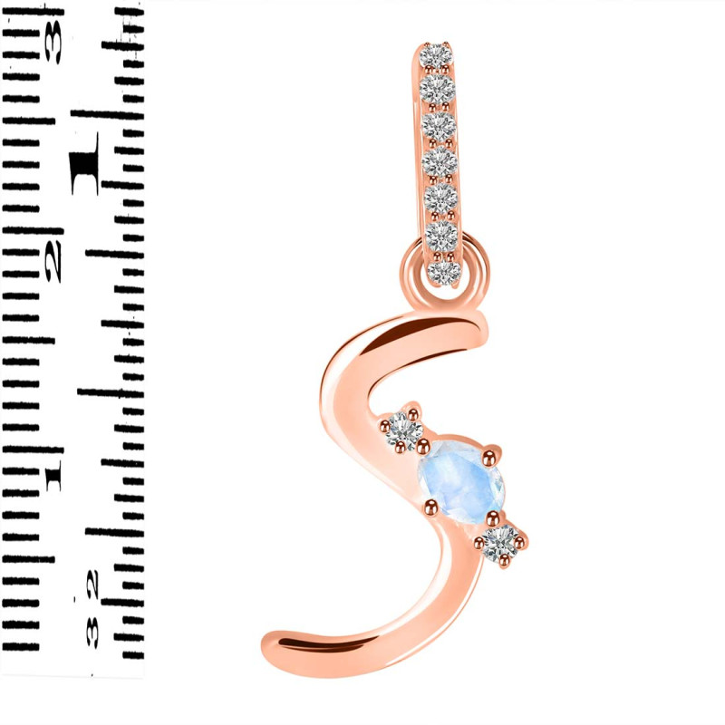 Moonstone & White Topaz Alphabet S Pendant RBM-RDA-45.
