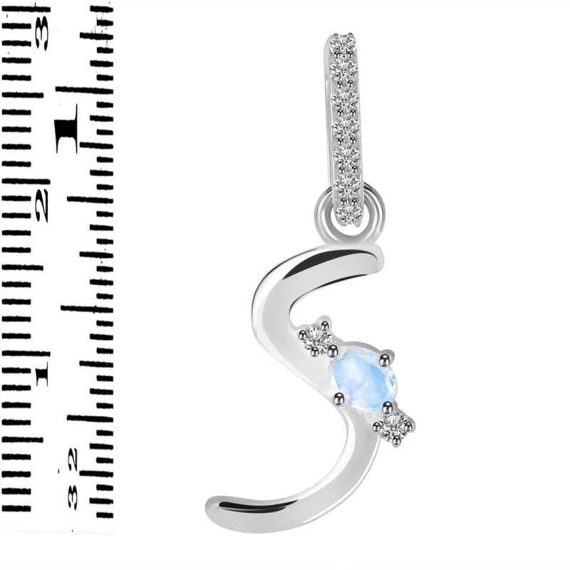 Moonstone & White Topaz Alphabet S Pendant RBM-RDA-45.