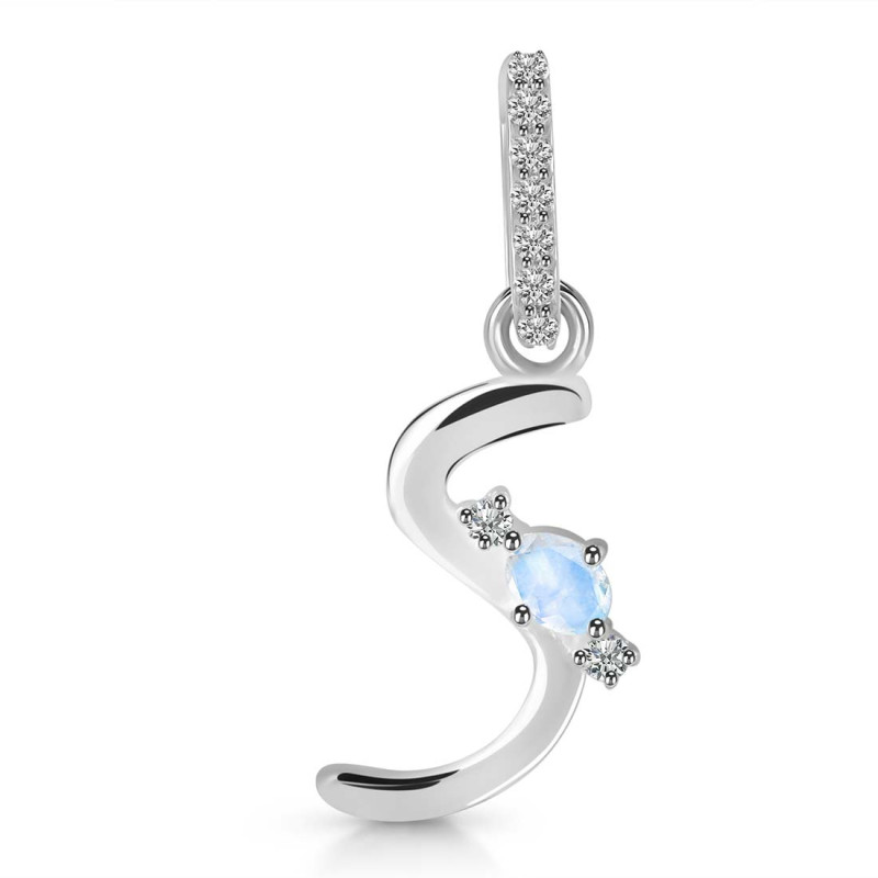 Moonstone & White Topaz Alphabet S Pendant RBM-RDA-45.