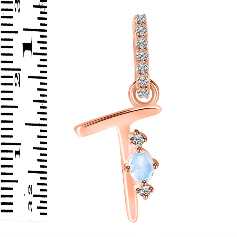Moonstone & White Topaz Alphabet T Pendant RBM-RDA-46.